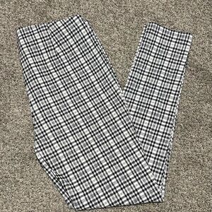 Micheal Kora Pull On Ankle Black and White Plaid Pants Houndstooth Size L